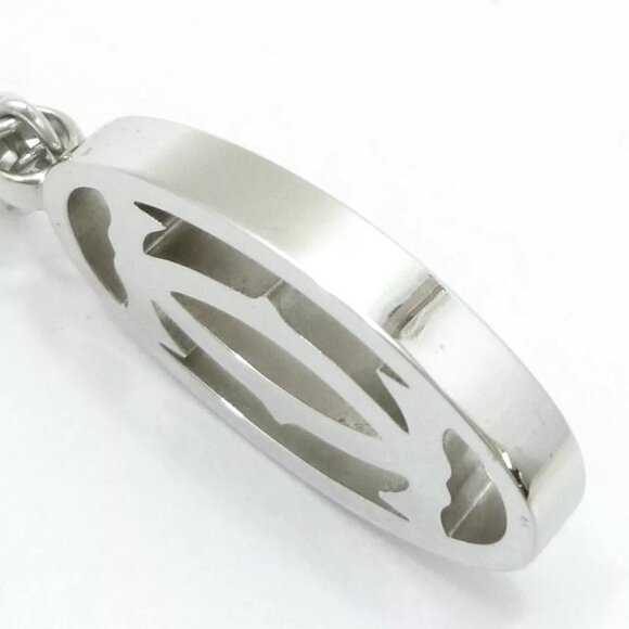 Auth Cartier Rhodium Finish Double C Key Ring Bag Charm T1220157 Silver #W401011 - Picture 3 of 9